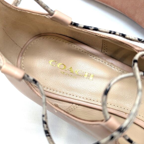 NEW Coach Justine Lace Up Ballet Flats Beige Pointy Toe Womens Size 9.5 w/ Box - Picture 9 of 10